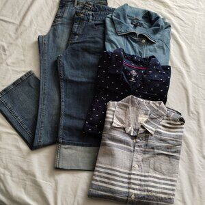 MIXED LOT of 5 JACKET - TOPS & JEANS Sz MED/8 - LEVI's - GAP - TOMMY - EB - SJB